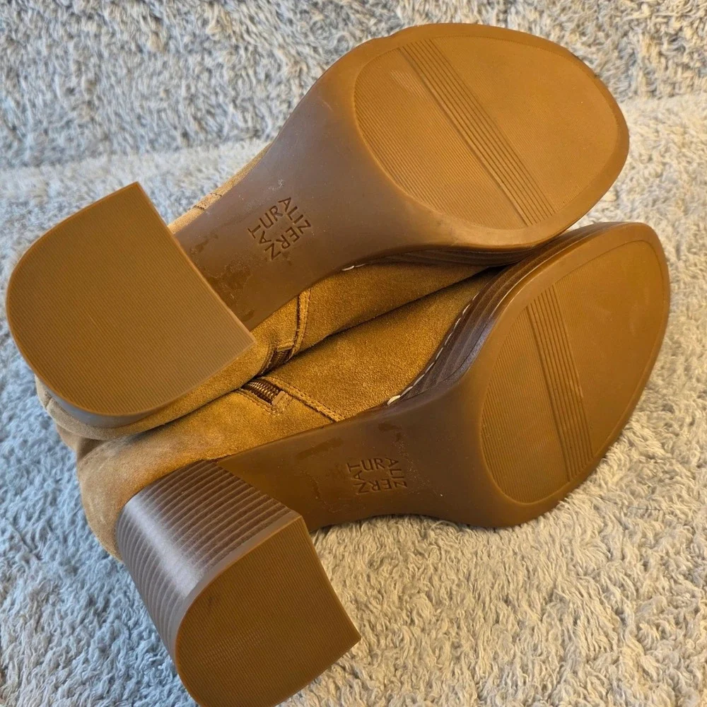 Naturalizer Orlean Suede Leather Ankle Boots Booties Caramel Brown Women 8.5 NEW
